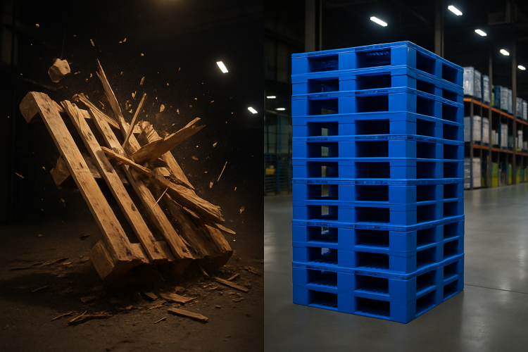 Comparativo entre pallet descartável e pallet retornável em armazém industrial