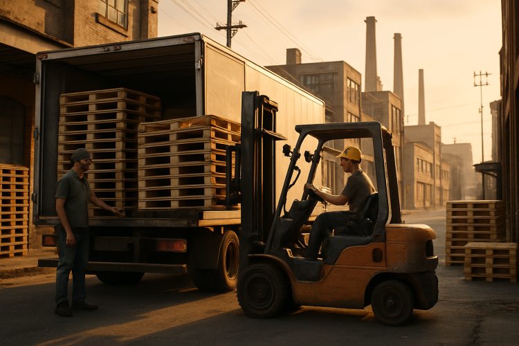 Entrega de pallets em São Paulo com caminhão em doca industrial